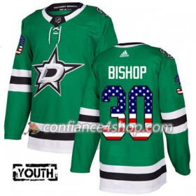 Adidas Maillot de Hockey Dallas Stars Ben Bishop 30 2017-2018 Kelly Vert USA Flag Fashion Authentic - Enfant